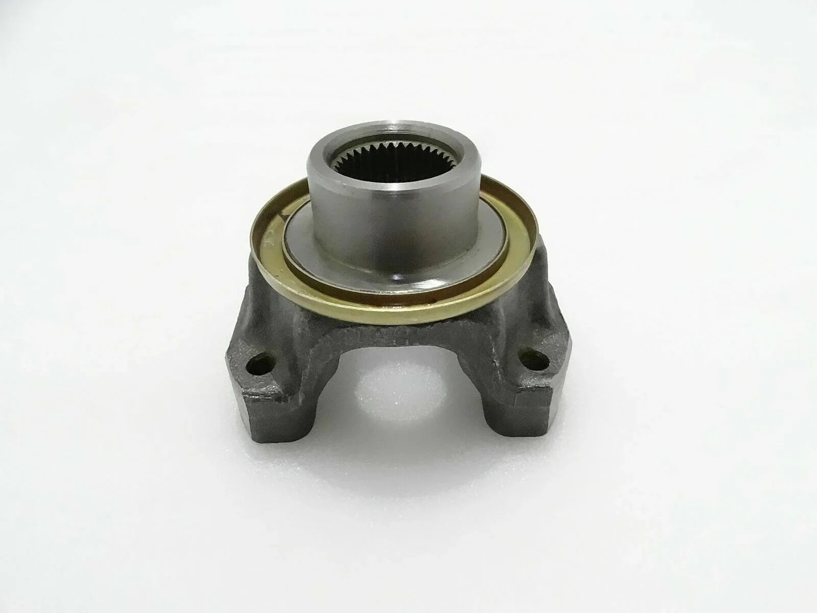 Yoke flange for JCB backhoe, steel, precision-engineered for durable performance in heavy machinery.